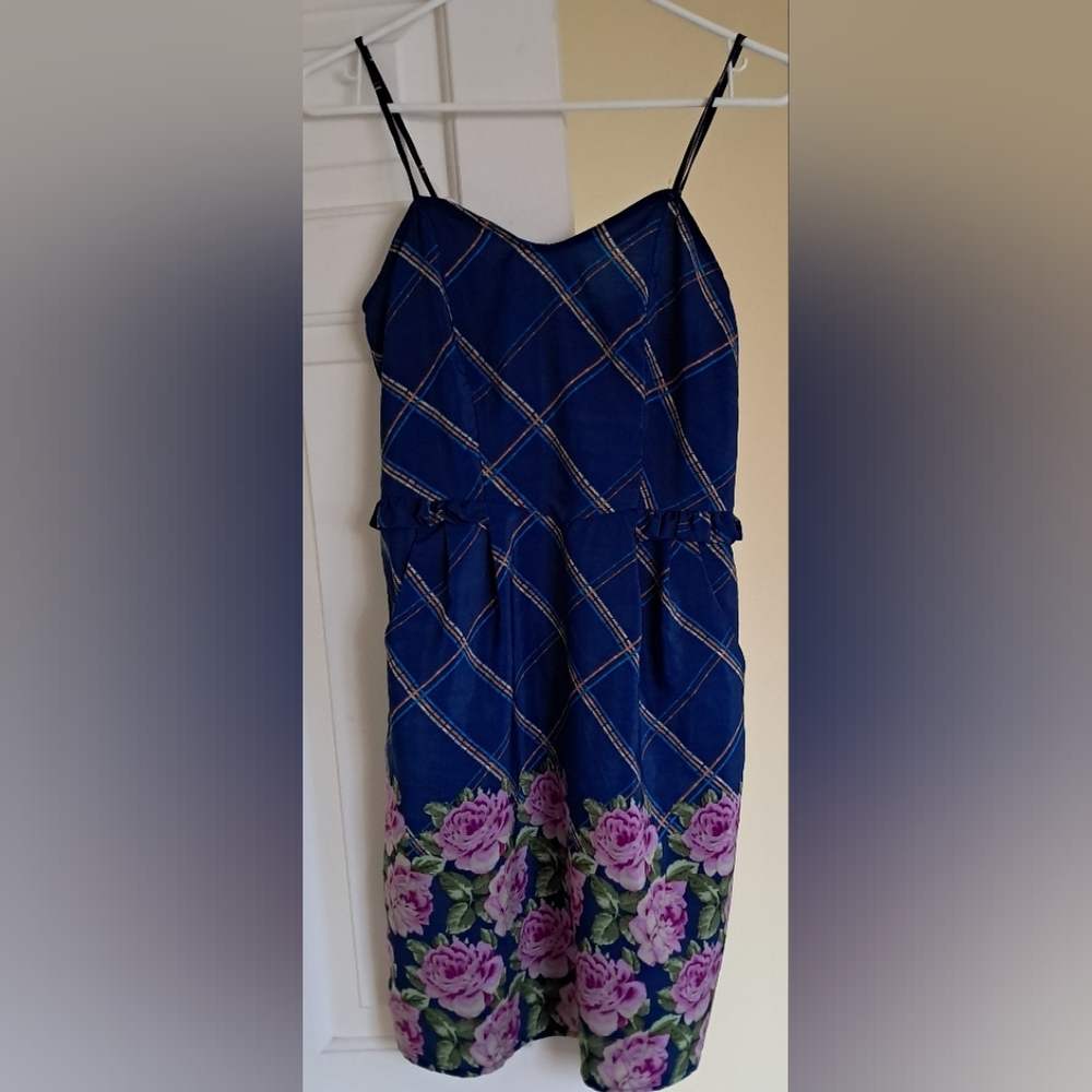 Xhilaration Blue and Pink Knee-Length Sundress